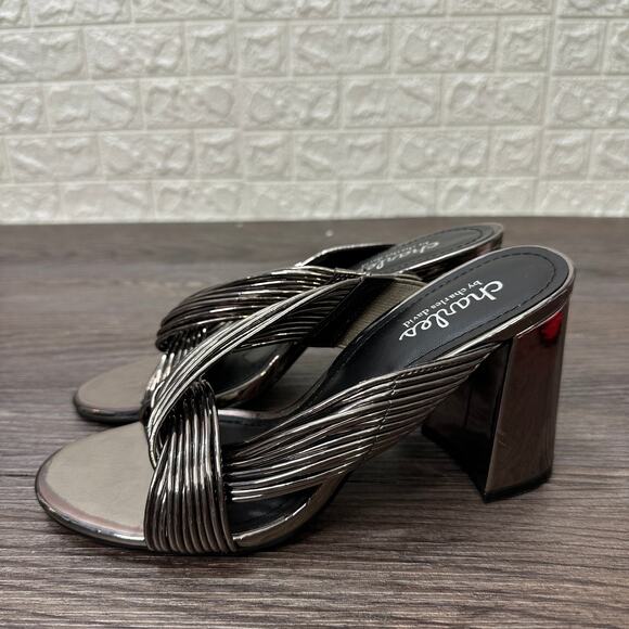 Charles by Charles David 'Razzle' Chunky Heel Slide Sandal Womens 6.5M Metallic - Picture 4 of 9